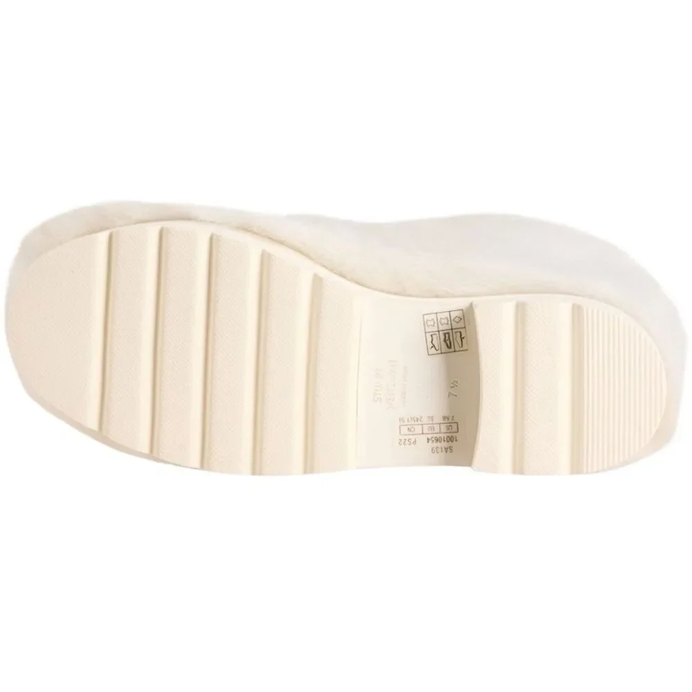 NEW STUART WEITZMAN White Lamb Shearling Mid Boots New Box Dust Bag US 6.5 37